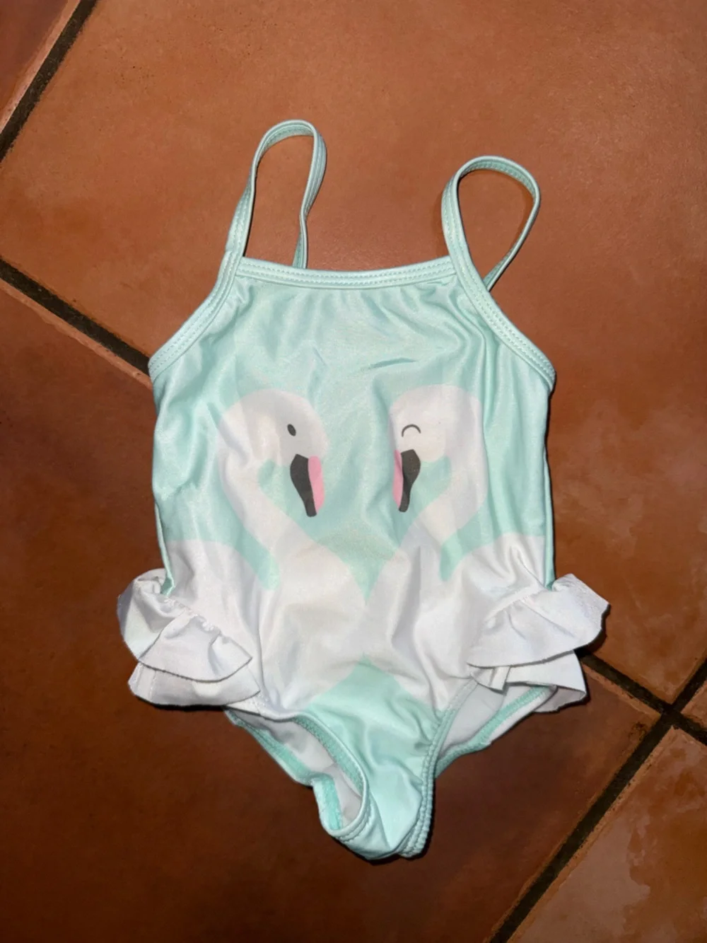 wonder nation Mint Green‎ Girls One-Piece Swimsuit with Ruffle Trim